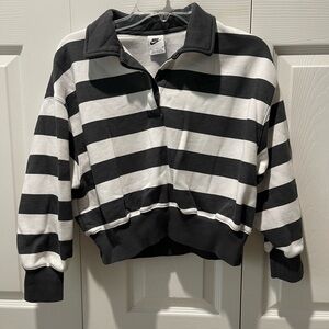 Nike Black and White Striped Pullover